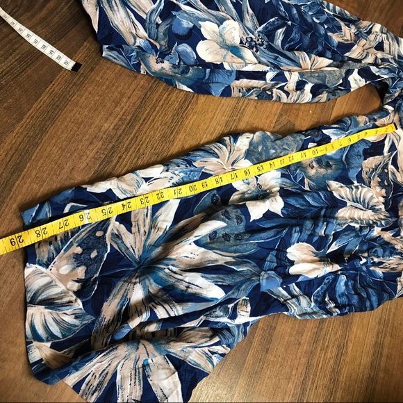 Vintage TALL GIRL jumpsuit one piece tropical floral extra wide flowy legs - Picture 15 of 16